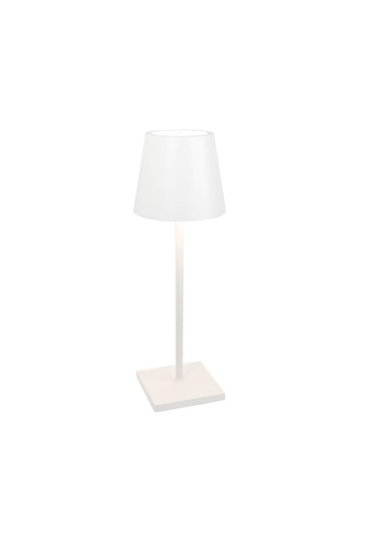 Zafferano, Poldina L Schreibtischlampe, Tragbare und Wiederaufladbare Tischlampe mit Touch Control, Geeignet für Wohnzimmer und Außenbereich, Dimmer, 2200-3000 K, Höhe 49,7 cm, Farbe Weiß