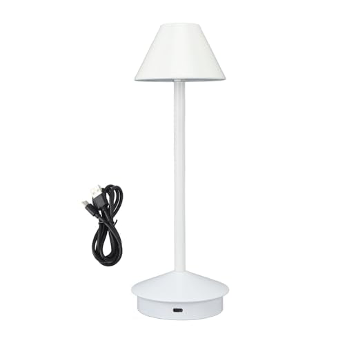 Pilipane Schnurlose Tischlampe Moderne Stil Eisenkunst 3 Farbe Stiefe Dimmen tragbarer LED -Schreibtischlampe mit Berührungssteuerung für Home Office -Studie (Weiß)