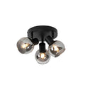 QAZQA - Art Deco Deckenleuchte I Deckenlampe I Lampe I Leuchte schwarz 3-flammig Spotbalken5 cm mit Rauchglas 3-flammig Spotbalken-Licht - Vidro I Wohnzimmer I Schlafzimmer - Rund - LED geeignet E14