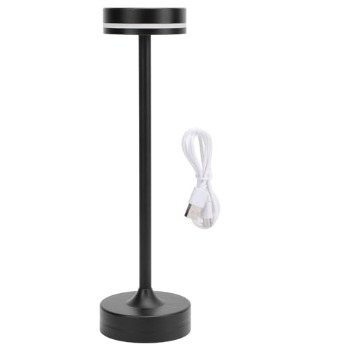 Ldafava Kleine Tischlampe, kabellos, wiederaufladbar, 3 Farben, stufenlos dimmbar, Touch-Steuerung, Nachttisch-Nachtlicht zum Lesen am Bett, Aluminium, Eisen, Acryl, 430 g