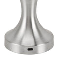 Tischlampe aus Metall in Pilzform, Eisen, 3-farbige LED, 1800 mAh, Typ C, Berührungssensor, stufenloses Dimmen, Nachttischlampe für Restaurants, Wohnzimmer, Büro (Silber)