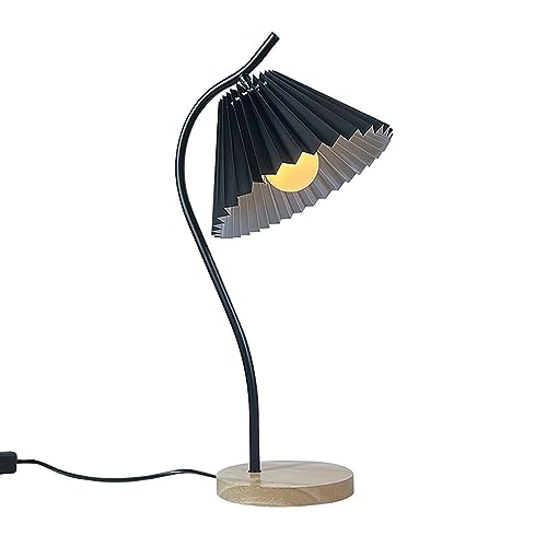Pilipane Tischlampen Nachtt -Nachttisch Lampe Moderne Faltenlampenschirm Langlebiger Stoff Metall Stall gemütlich beleuchtet für Schlafzimmer Wohnzimmer (Schwarz)