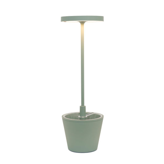 Zafferano, Poldina Reverso Lampe, Wiederaufladbare und Kabellose Tischlampe mit Touch Control, Geeignet für den Innen- und Außenbereich, Dimmer, 2200-3000 K, Höhe 35 cm, Farbe Salbei
