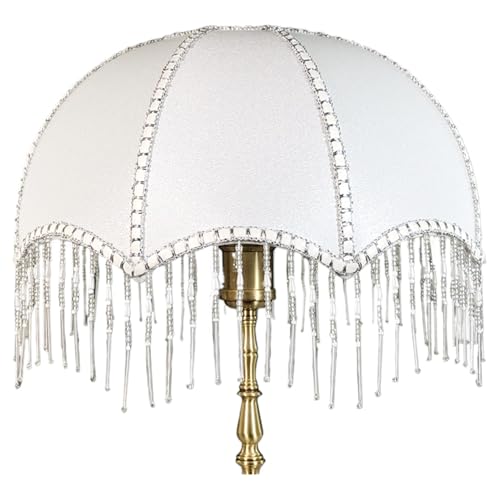 Schachlampenschatten, Vintage -Lampenschatten mit Quasten, Fransen, Kuppel überbacken, Ersatz -Antiquitätenschirme für E27 -Tischlampen Startlampen 7.87x7.48
