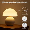 Dawnwake Pilz Nachttischlampe Tischlampe, Led Dimmbar Tischleuchte Deko Wohnzimmer, Schlafzimmer Tischlampen, Mushroom Bedside Table Lamp, Keramikbasis Glas Klein Nachtlampe (Weiß)