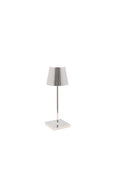 Zafferano Poldina Pro Mini Kabellose LED-Tischlampe Aufladbar - Dimmbare Touch Akku Lampe mit Galvanischem Finish - Lichtfarbtemp. 2700-3000K - Aluminium H30 (Glänzend Chrom)