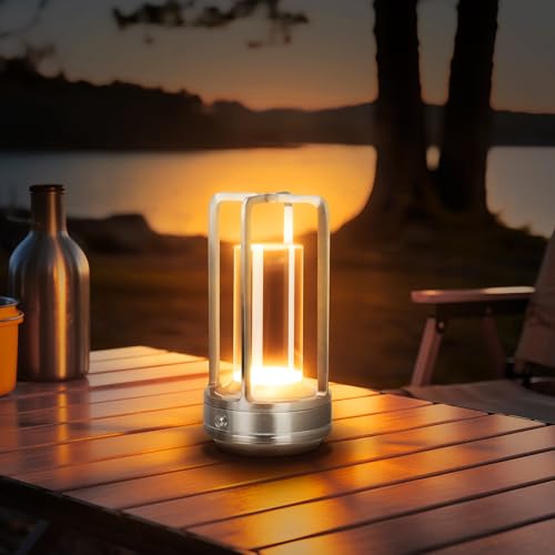 Tischlampe Vintage Schreibtischlampe Retro Gold, Tischlampe mit 3 Regulierbaren Modi, Warmes Licht, Kaltes Weißlicht, Weißes Licht, Für Terrasse, Restaurant, Schlafzimmer, Bar, Couchtisch-Dekorlampe