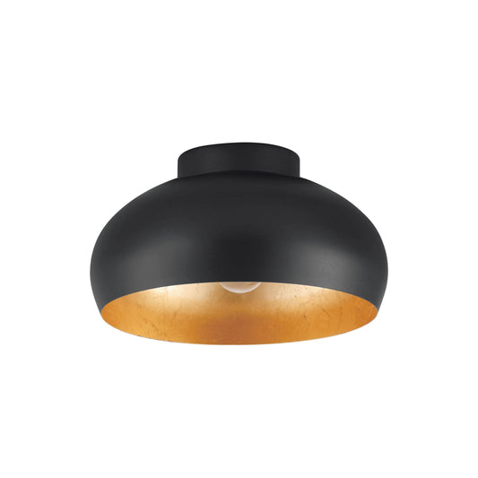 EGLO Deckenlampe Mogano 2, 1-flammige Deckenleuchte, Wohnzimmerlampe aus Metall in Schwarz und Gold, Flurlampe Decke, Deckenbeleuchtung mit E27 Fassung