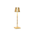 Zafferano, Poldina Micro Lampe, Kabellose, Wiederaufladbare Tischlampe mit Touch Control, Geeignet für den Innenbereich, Dimmer, 2200-3000 K, Höhe 27,5 cm, Farbe Schwarz - Craquelé-Blattgold