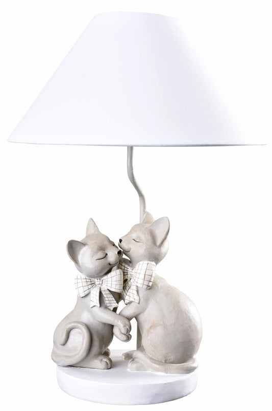 Tischlampe Katzenfigur Kinderzimmer Leuchte (ohne Leuchtmittel) Katzen Tischleuchte weiss Lampe cw613 Palazzo Exklusiv