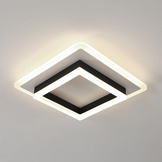 DELIPOP Moderne LED Deckenleuchte, 30W 3375LM LED Deckenlampe Quadratisch Innen, Acryl Deckenbeleuchtung Schwarz für Schlafzimmer, Wohnzimmer, Flur, Küche, Balkon, Natürliches Licht 4500K