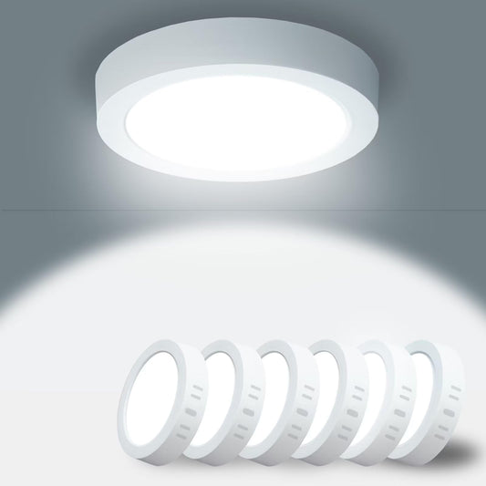 Yexati 6 Stück Deckenlampe LED Deckenleuchte Flach Rund 15W 6500K 1620LM IP44 Wasserfest Modern Badezimmer Lampe, Badlampe Decke Küchenlampe Weiß für Küche Bad Schlafzimmer Flur Balkon Keller Ø17cm