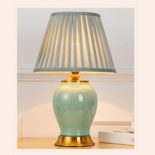 Chao Zan E27 Keramik Tischlampe Lampe Hotel Dekoration Tischlampe Nachtlicht Schlafzimmer Nachttisch Studie Leselampe (Glühbirne nicht enthalten) (Grün)