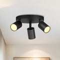 LVWIT GU10 Deckenstrahler LED 3 Flammig Rund LED Deckenleuchte Schwenkbar Schwarz Deckenlampe Spot Drehbar Modern Deckenspots 3 Strahler für Wohnzimmer Schlafzimmer Küche (Ohne Leuchenmittel)