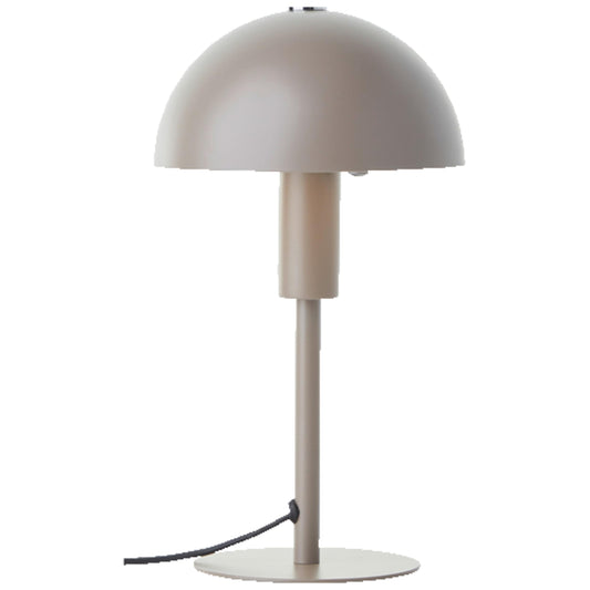 Lightbox Pilz-Tischlampe | 27 cm Höhe, Ø 15 cm | Home Office Schreibtischlampe mit Wipp-Schalter | Mini LED Lampe als Nachttischlampe für das Schlafzimmer | E14 | aus Metall in Matt Taupe/Grau