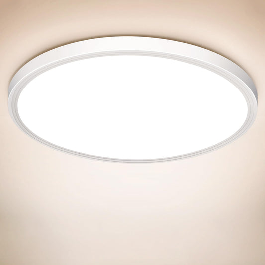 Deckenlampe LED Deckenleuchte Flach Rund, Ultra Dünn Lampe Decke Flurlampe 18W Weiß 4000K 1600LM Modern IP44 Badlampe Badezimmerlampe für Wohnzimmer Schlafzimmer Balkon Bad Flur Keller Küche Ø 223MM