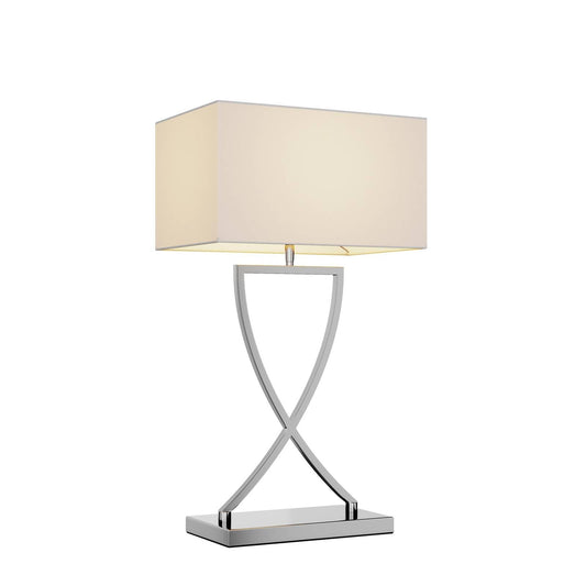 Lucande Tischlampe, Tischleuchte Stoffschirm weiß Nachttischlampe Stoffschirmlampe 1x E27 max. 60W ohne Leuchtmittel Schlafzimmerlampe