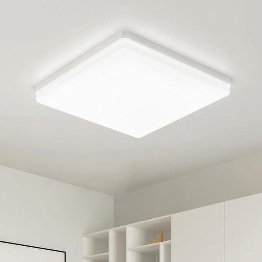 Kuwork Deckenlampe LED Deckenleuchte Flach: 30CM 4000K Badlampe Decke 48W, 4800LM LED Lampen Deckenlampen für Wohnzimmer, Badezimmer, Schlafzimmer, Küche, Flur,Büro, Weiß, Quadrat