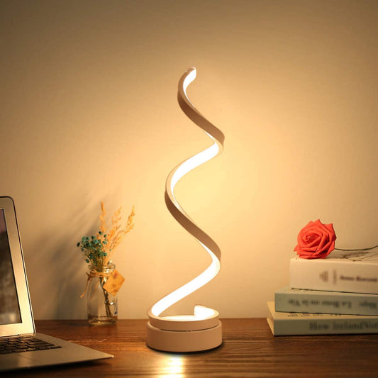 ELINKUME Led Tischlampe Augenschutz Schreibtischlampe,Touch Bedienung Tischleuchte Metall Design Nachttischlampe Geeignet für Büro,Schlafzimmer, Wohnzimmer (Spiralform)