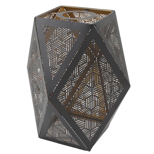 Ldafava Lampenschirm aus Metall, E27/E26, polygonal, modern, hohl, Lampenschirm für Tischlampe, Pendelleuchte, Stehleuchte, Premium-Schmiedeeisen, rostbeständig, 20 cm Höhe, 9 cm