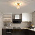 Sxtiger Kristall Deckenleuchte Gold, Moderne Runde Deckenlampe E27 Kristall Lampe Flur Decke Wohnzimmer Schlafzimmer Küche Eingang Kronleuchter