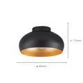 EGLO Deckenlampe Mogano 2, 1-flammige Deckenleuchte, Wohnzimmerlampe aus Metall in Schwarz und Gold, Flurlampe Decke, Deckenbeleuchtung mit E27 Fassung
