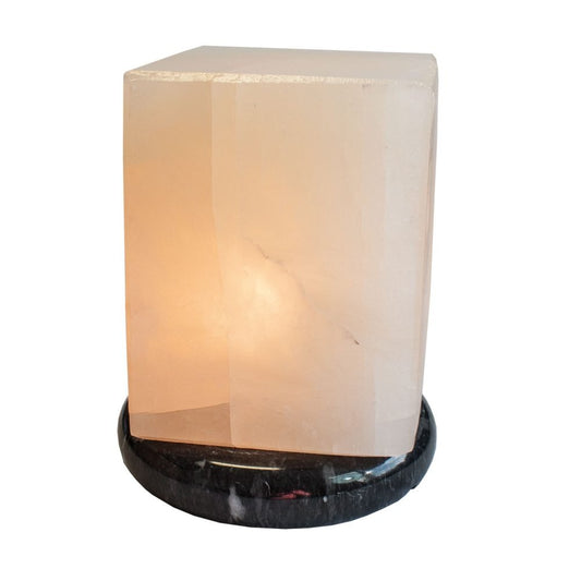 Windworks Tischlampe Calcit, weiss, Quader, poliert mit Marmorsockel, 5-7 Kg, und Elektromaterial