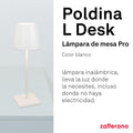 Zafferano, Poldina L Schreibtischlampe, Tragbare und Wiederaufladbare Tischlampe mit Touch Control, Geeignet für Wohnzimmer und Außenbereich, Dimmer, 2200-3000 K, Höhe 49,7 cm, Farbe Weiß