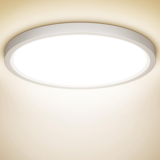 NIBSHOOM LED Deckenleuchte, 18W 1800LM Superschlanke Deckenlampe 4000K IP44 Wasserfest für Wohnzimmer Badezimmer Schlafzimmer Küche Flur Balkon, Rund und Flach Modern Led Lampen Ø220*H24mm, Warmweiß
