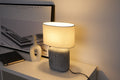 Pauleen 48218 Pure Shine Tischleuchte max. 20 Watt handgefertigt Grau, Weiß Nachttischlampe im Boho Look aus Stoff, Keramik E14