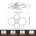 RUYI Modern LED Deckenleuchte Dimmbar mit Fernbedienung 4 Ring Deckenleuchte 48W 4400LM, Deckenlampe für Wohnzimmer, Schlafzimmer, Küche, Flur, Balkon, Esszimmer, Weiß, 2800-7000K