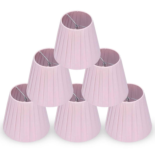 HERCHR 6 Stück European Pink Fabric Lampenschirme Ersatz, konische Lampenschirme für Tischlampen, Kristall Kronleuchter, Wandlampe, Zuhause 9x13x14 cm