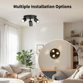 LVWIT GU10 Deckenstrahler LED 3 Flammig Rund LED Deckenleuchte Schwenkbar Schwarz Deckenlampe Spot Drehbar Modern Deckenspots 3 Strahler für Wohnzimmer Schlafzimmer Küche (Ohne Leuchenmittel)