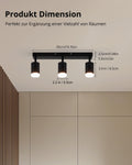 wowatt Deckenstrahler Schwarz 3 Flammig, Modern Strahler Deckenleuchte Schwenkbar, Metall Deckenlampe Strahler, LED Wandstrahler Spotlight GU10 für Küche, Schlafzimmer, Wohnzimmer (Ohne Leuchtmittel)