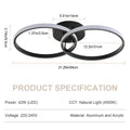Toolight LED Deckenleuchte Schlafzimmer, 42W 4725LM Deckenlampe Wohnzimmer Schwarz, Modern 4500K Neutralweiß Licht LED Deckenlampe Rund für Flur Küche, 54CM