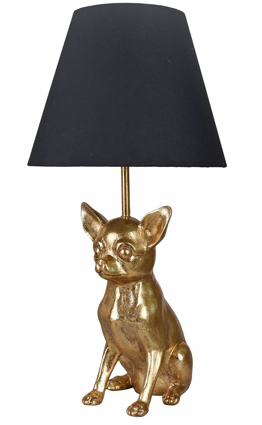 Tischlampe Chiwawa Hundelampe Tischleuchte (ohne Leuchtmittel) Chihuahua Nachttischlampe Leuchte 48cm Schwarz Gold cw213 Palazzo Exklusiv
