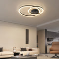 Homefire Deckenlampe Wohnzimmer LED Deckenleuchte 2-Ringe - 40cm Schwarz