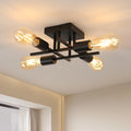 Goeco Deckenleuchte Vintage, Industrial Kronleuchter Lampe E27 4 Flammig Metall, Retro Deckenlampe Schwarz Pendelleuchte für Schlafzimmer, Wohnzimmer, Esszimmer, Küche