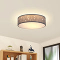 MONZANA® Deckenlampe Sternenhimmel Wohnzimmer Schlafzimmer E27 Grau Rund 38cm Stoffschirm 2-Flammig 40W Küche Lampe Deckenleuchte Stoffdeckenlampe