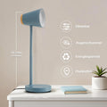 GyroVu Schreibtischlampe LED, Touch Tischlampe Dimmbar Augenschutz, Flexibler Gänsehals Desk Lamp für Kinder, Leselicht für Schlafzimmer, Nachttisch, Studierzimmer, Büros, Blau