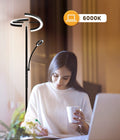 ANTENLICHT Stehlampe LED Dimmbar|Schwarz Stehleuchte 20W mit flexibler 7W Leselampe| Modern deckenfluter mit fernbedienung mit 4 Farbtemperatur für Wohnzimmer, Schlafzimmer, Büro, Hotel