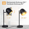Kowanie 2er Tischlampe Vintage retro Nachttischlampe: Tischleuchte Wohnzimmer industrial in Schwarz Gold aus Metall E14 rustikal Nachttischleuchte mit Kabel für Schlafzimmer - Ohne Leuchtmittel