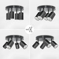 BOYIR Deckenstrahler LED Schwarz Deckenstrahler 4 Flammig Schwenkbar 350°Deckenleuchten Rund Küchenlampe Deckenleuchte GU10 Deckenlampe Spots Deckenleuchte für Schlafzimmer, Ohne Leuchtmittel