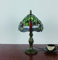 Tokira Vintage Tiffany Tischlampen, E14 Glasmalerei Lampen Schlafzimmer Nacht Wohnzimmer, 8 Zoll Glasmalerei Lampenschirme mit Roter Libelle(Ohne Glühbirnen)
