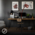 BRILONER – Stehlampe als Deko im Wohnzimmer und Leselampe, Schwenkbare Lampe, Wohnzimmerlampe, Fußtaster, Indirekte Beleuchtung, Schwarz