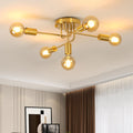 DELIPOP Deckenleuchte Vintage - 5 Flammig E27 Retro Deckenlampe Kronleuchter Gold Modern für Wohnzimmer Esszimmer Flur Restaurant Hotel Café