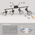 Dehobo Led Deckenstrahler Schwenkbar 350° - Deckenleuchte E14 4 Flammig Rund - Deckenlampe Spots Led Schwarz - Küchenlampe Wohnzimmerlampe Deckenspot Schlafzimmer