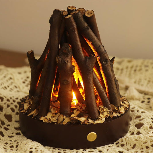 Kleine gemütliche Kamin Laterne Traditionelle realistische Holz Brennen Flamme Effekt Ligh LED Holzkohle Stil Tischlampe für Indoor & Outdoor Gebrauch