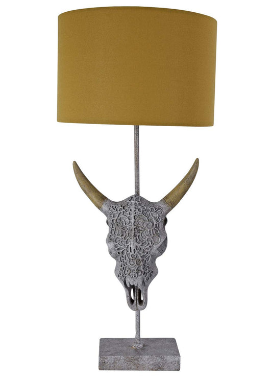 Tischlampe Bullenschädel 70cm Stierkopf Leuchte (ohne Leuchtmittel) Rinderschädel Tischleuchte 70cm cw236 Palazzo Exklusiv