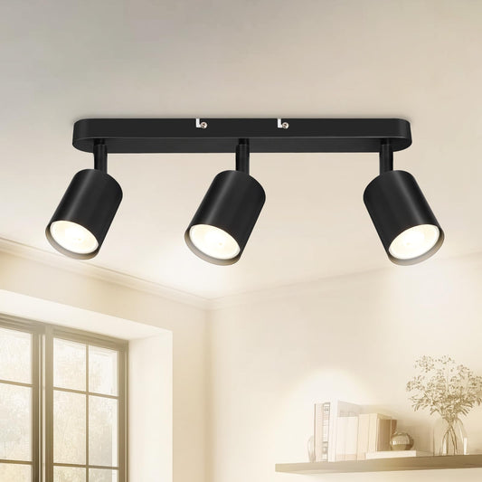 Dehobo Deckenstrahler LED 3 Flammig Schwenkbar 350° – GU10 Deckenlampe Spot Schwarz Moderne für Wohnzimmer, Schlafzimmer, Küche – Ohne Leuchtmittel